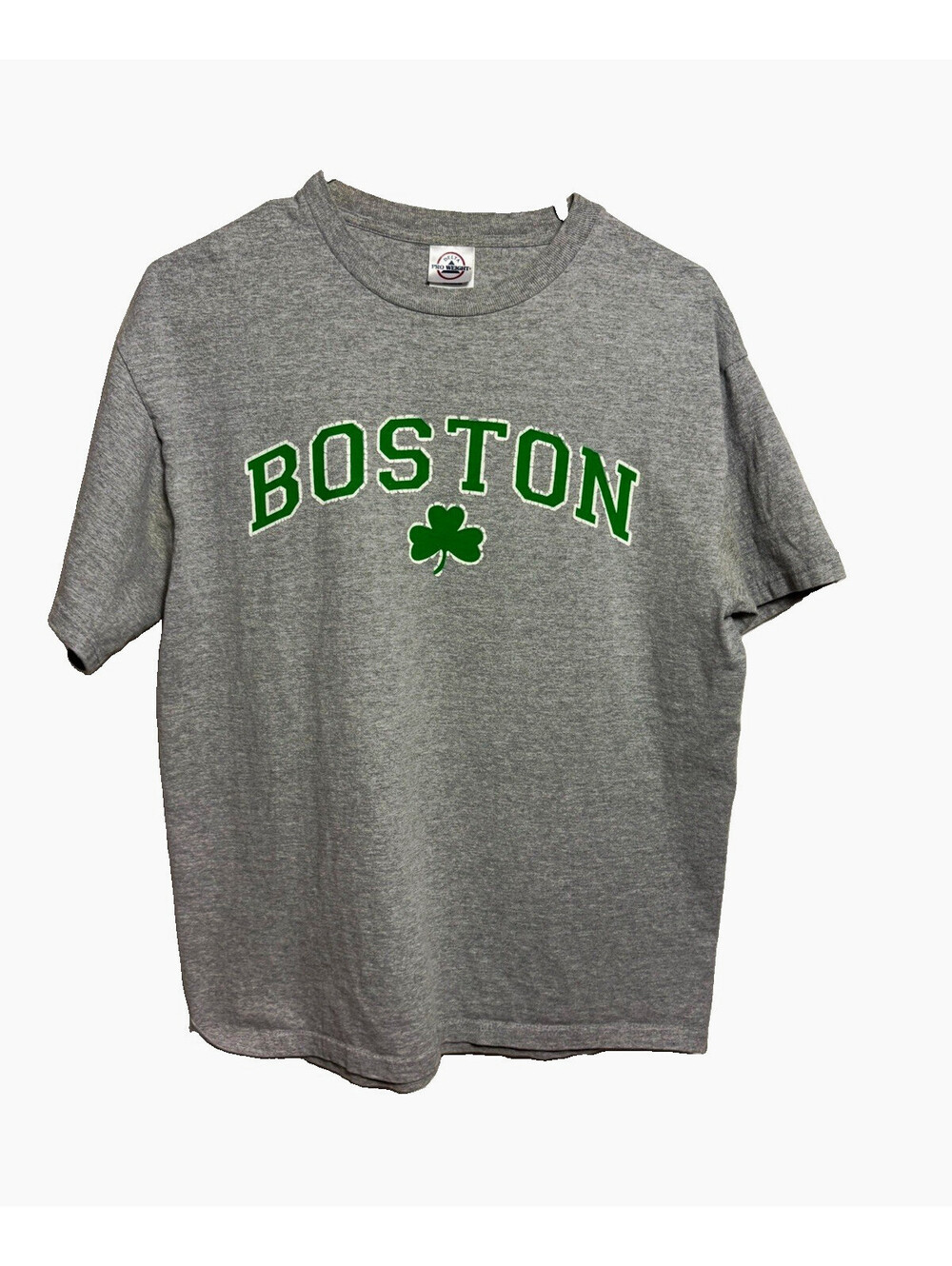 Boston Shamrock Graphic T-Shirt Distressed Print Green Gray Men’s Large